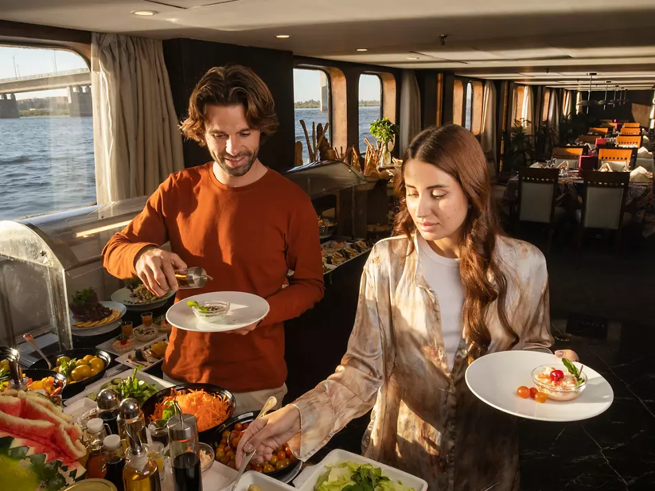 Restaurant aboard the Mövenpick MS Royal Lily Nile cruise